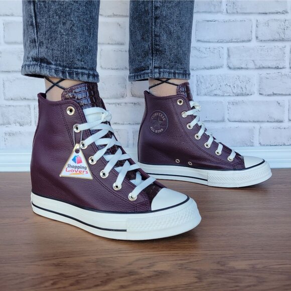 ❤️Converse Chuck Taylor All Star Wedge 8 Womens Shoes Sneaker Burgundy A12349C - Picture 2 of 14
